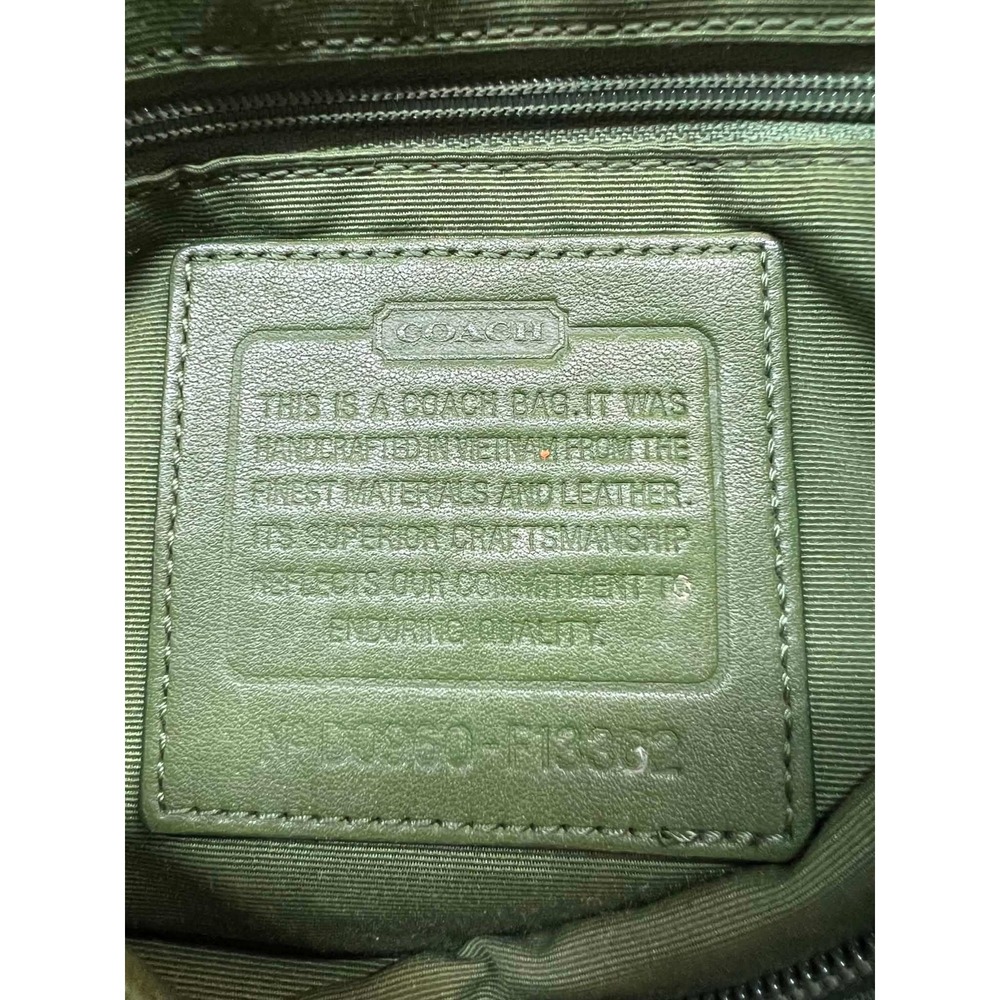 Coach Vintage Signature Canvas Green Leather Stripe Bucket Bag F13362 ‎ 26-05-14 - Picture 3 of 8